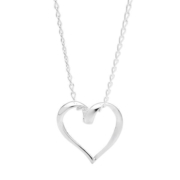 Twisted silver heart with 45 cm silver chain