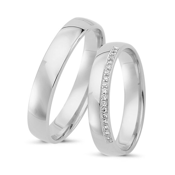 Nuran Love Sweet Love white gold wedding rings with 17 x 0.005 ct diamonds Wesselton SI