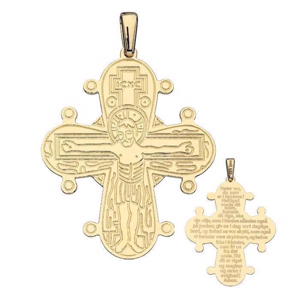 Dagmar Cross in silver gilt, Our Father - 20 x 17 mm