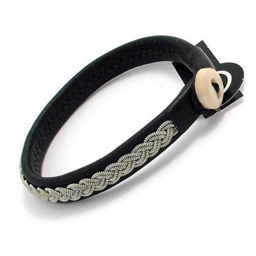 BeChristensen Classic Black Handwoven Sami Bracelet, 18 cm