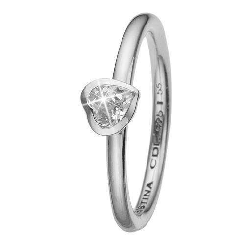 Christina Collect 925 sterling silver Promise heart ring with white topaz, model 2.14.A-57