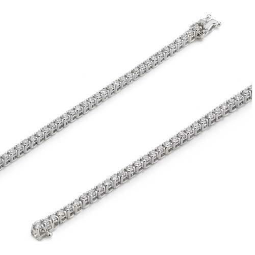 18 ct white gold tennis bracelet with 90 pcs 0,0165 ct diamonds in quality Top Wesselton SI, 18½ cm