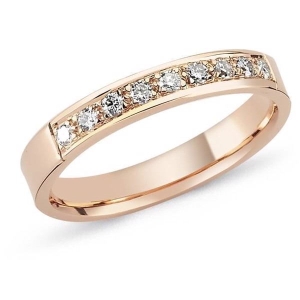 String 14 carat rose gold ring with 3 pcs 0,01 carat diamonds 
