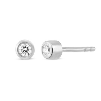 Nuran 14 ct white gold studs, from the Tube series with 2 x 0,04 ct Diamonds Wesselton SI