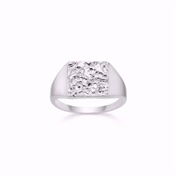 Guld & sølv design men’s silver signet ring with textured plate