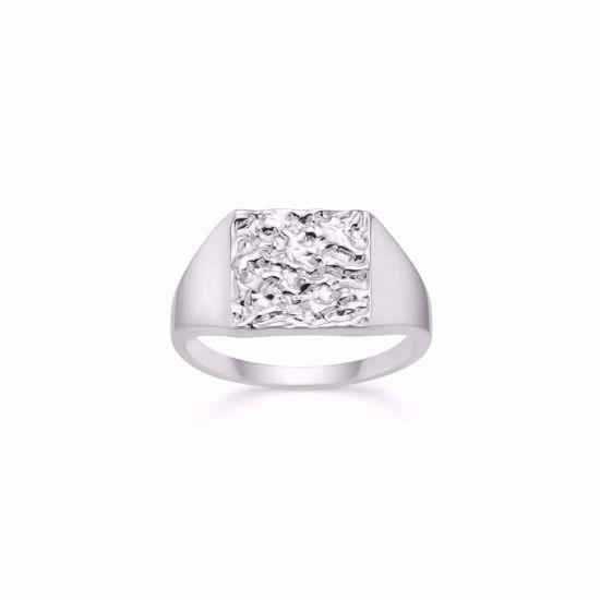 Guld & sølv design men’s silver signet ring with textured plate