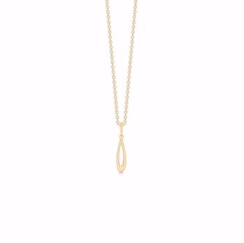 Gold teardrop pendant with small link chain, 8 kt, 45 cm length.