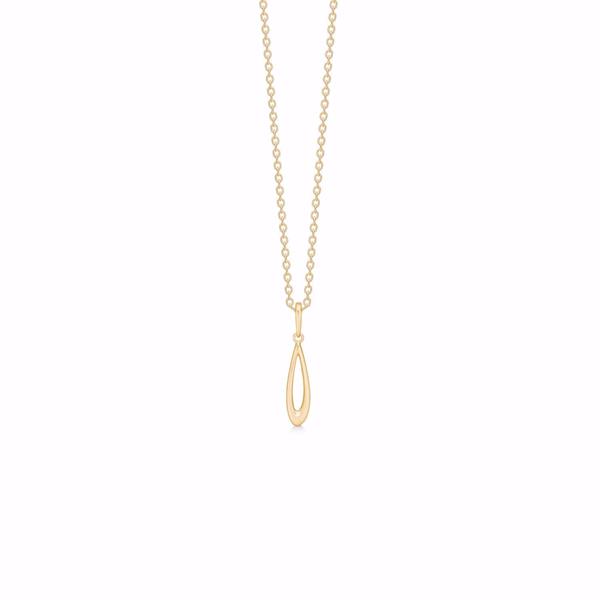 Gold teardrop pendant with small link chain, 8 kt, 45 cm length.
