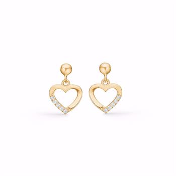 Silver Heart-Shaped Earrings with Zirconia