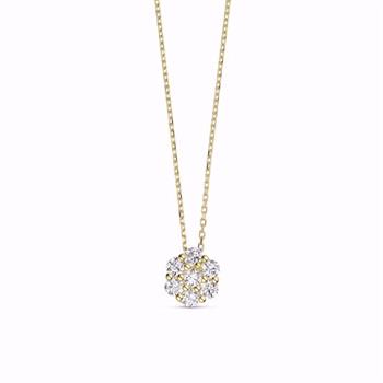 Guld & Sølv Design 8kt gold pendant necklace with zirconia and chain
