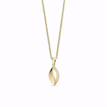 Guld & Sølv Design 8kt gold pendant with zirconia and 45 cm chain