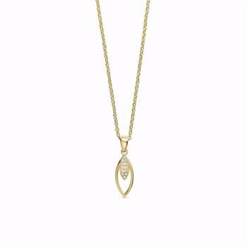 Guld & Sølv Design 8 kt gold pendant with zirconia and 45 cm chain