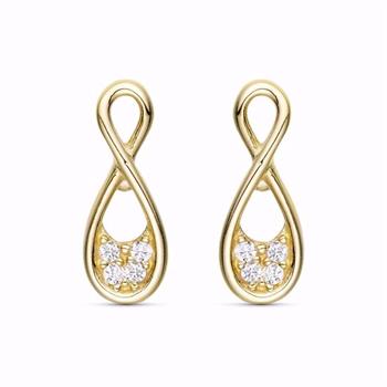 Guld & Sølv Design 8k gold earrings with zirconia