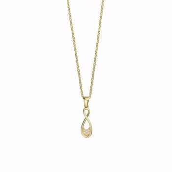 Guld & Sølv Design 8k gold pendant with zirconia and 45 cm chain