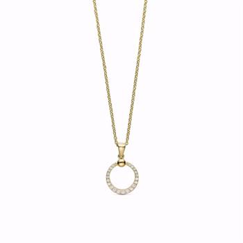Guld & Sølv Design 8k gold pendant necklace with zirkonia and chain