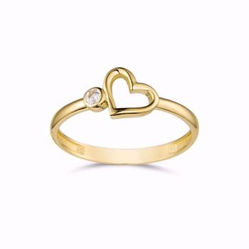 Guld & Sølv Design gold heart ring with zirkonia in 8 kt gold