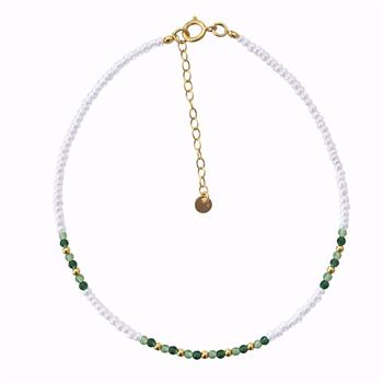 Guld & Sølv Design gilded silver anklet with shell pearls and crystal