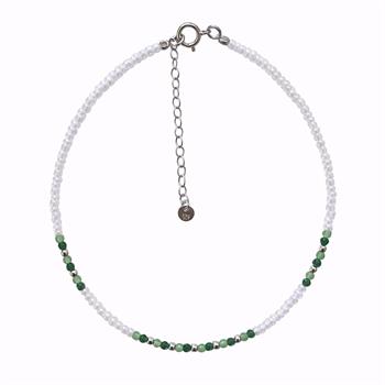 Guld & Sølv Design rhodium-plated silver anklet with shell pearls and crystal