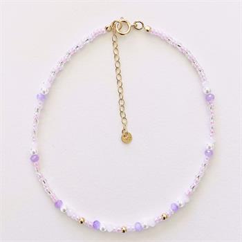 Guld & Sølv Design gilt anklet with crystal beads