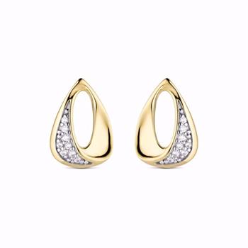 Guld & Sølv Design 8kt gold stud earrings with zirconia