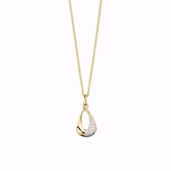 Guld & Sølv Design 8 kt gold pendant with zirconia and 45 cm chain