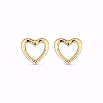 Guld & Sølv Design heart stud earrings in 8 kt gold