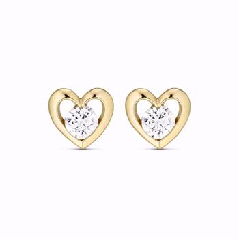 Guld & Sølv Design heart stud earrings in 8kt gold with zirconia