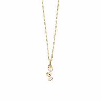 Guld & Sølv Design 8kt gold heart pendant with cz and chain