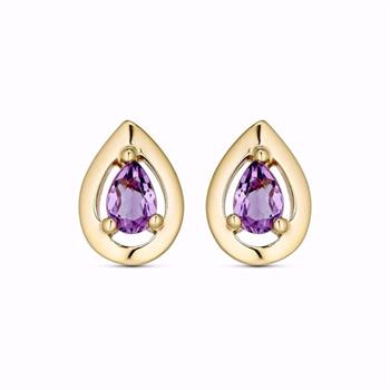 Guld & Sølv Design Ametyst earrings in 8 kt gold