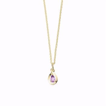Guld & Sølv Design gold pendant with amethyst and chain
