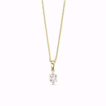 Guld & Sølv Design 8kt gold pendant necklace with zirconia
