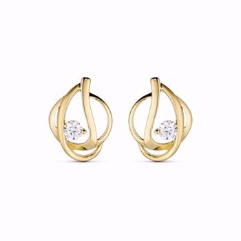 Guld & Sølv Design 8ct gold stud earrings with zirconia