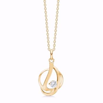 Guld & Sølv Design 8kt gold pendant with chain and zirconia