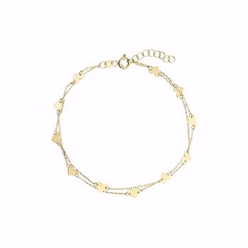Guld & Sølv Design double heart bracelet in 8 karat gold 19 cm