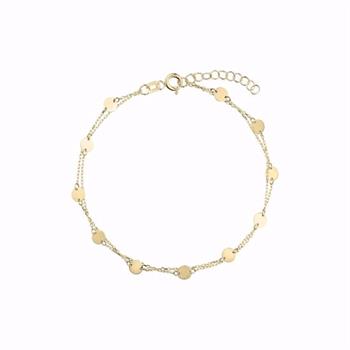 Guld & Sølv Design double gold bracelet with round plate 19cm