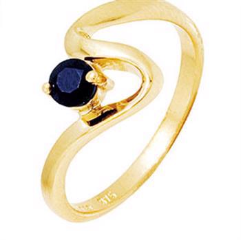 Gold swing finger ring w/ 4 mm sapphire
