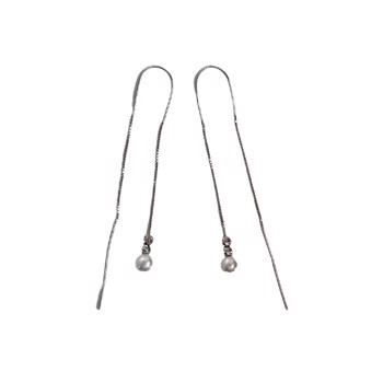 San - Link of joy pearl earrings in sterling silver with chain