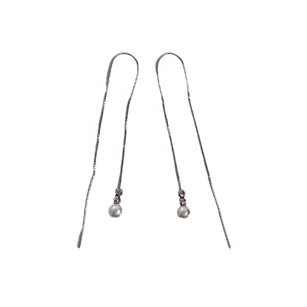 San - Link of joy pearl earrings in sterling silver with chain
