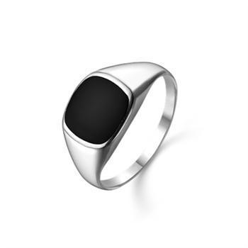 Støvring Design's chic men's ring in sterling silver with plate coated with black onyx, size 58-68 (straight size)