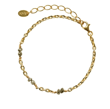 Bracelet & Necklace - Goldplated w. Antracit Raw Diamonds 16+4cm from San - Links of Joy