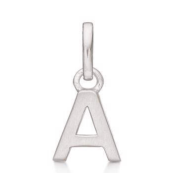 Letter pendant 8 mm, A in sterling silver with matt and polished side