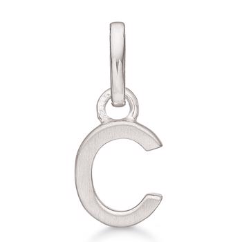 Letter pendant 8 mm, C in sterling silver with matt and polished side