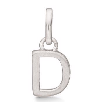 Letter pendant 8 mm, D in sterling silver with matt and polished side