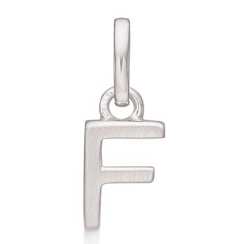 Letter pendant 8 mm, F in sterling silver with matt and polished side