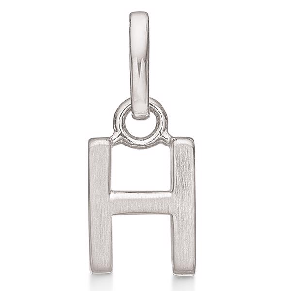 Letter pendant 8 mm, H in sterling silver with matt and polished side