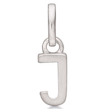 Letter pendant 8 mm, J in sterling silver with matt and polished side
