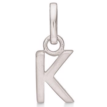 Letter pendant 8 mm, K in sterling silver with matt and polished side