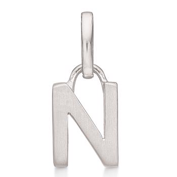 Letter pendant 8 mm, N in sterling silver with matt and polished side
