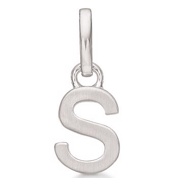 Letter pendant 8 mm, S in sterling silver with matt and polished side