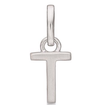 Letter pendant 8 mm, T in sterling silver with matt and polished side